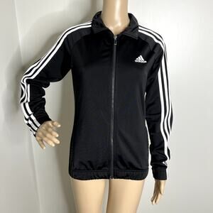 Adidas Black Striped Athletic Zip Track Jacket